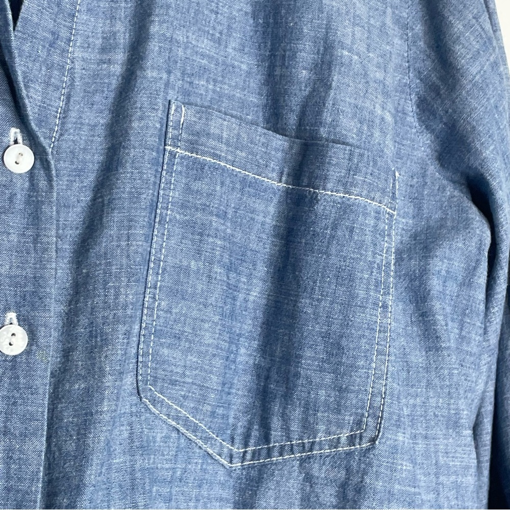 Hester & Orchard Blue Chambray Button Down Tab sleeve Blouse Size 1X - Picture 10 of 13